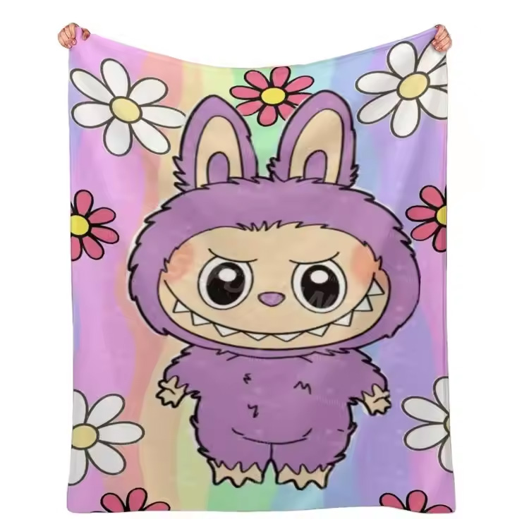 Мультфільм Labubu 100% дивана кидає ковдри для квітів