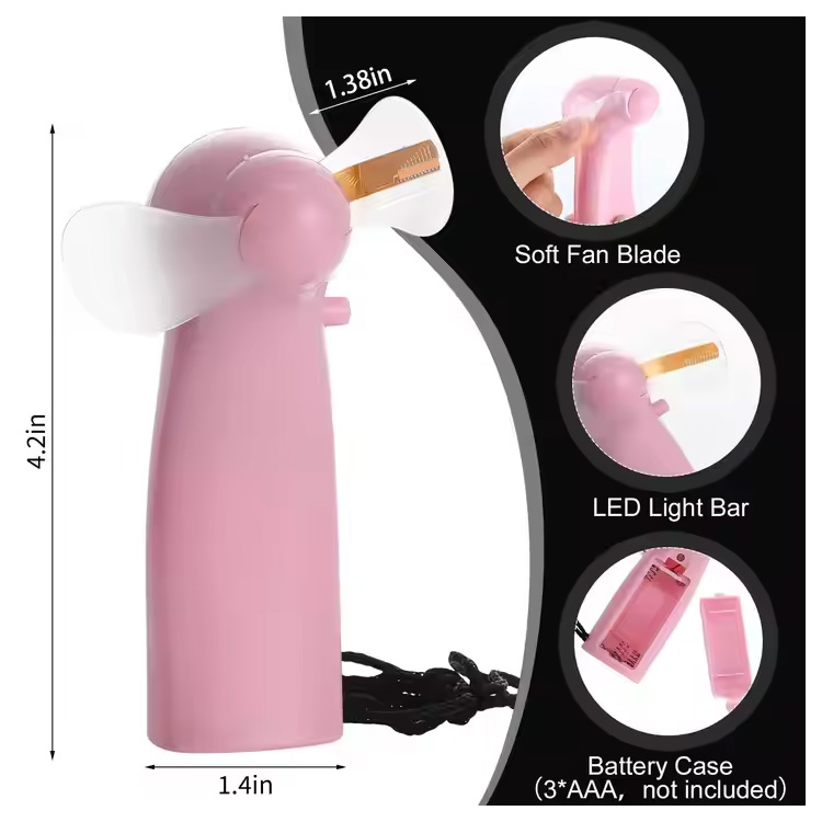 Новий портативний міні-вентилятор для батареї зі світлодіодним підсвічуванням