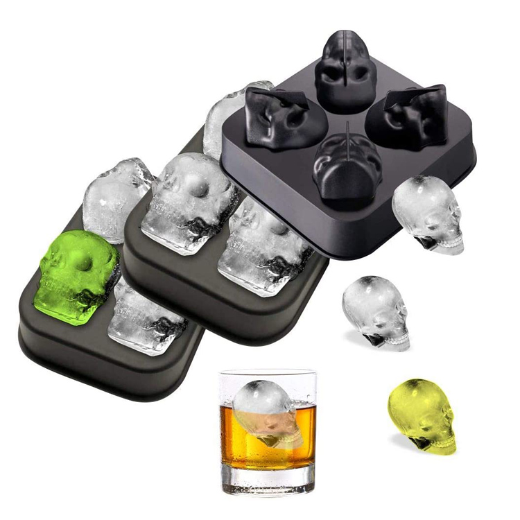 Силіконова форма для кубиків для льоду Whisky 3D Skull